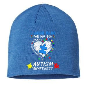 I Wear Blue For My Son Autism Awareness Month Sustainable Beanie