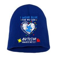 I Wear Blue For My Son Autism Awareness Month Short Acrylic Beanie