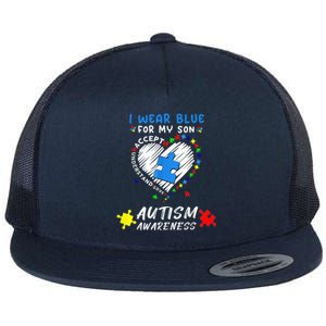 I Wear Blue For My Son Autism Awareness Month Flat Bill Trucker Hat