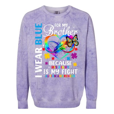 I Wear Blue For My Brother Autism Awareness Colorblast Crewneck Sweatshirt