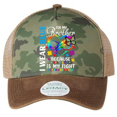 I Wear Blue For My Brother Autism Awareness Legacy Tie Dye Trucker Hat