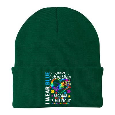 I Wear Blue For My Brother Autism Awareness Knit Cap Winter Beanie