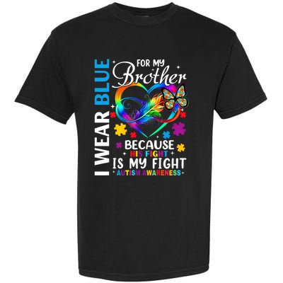 I Wear Blue For My Brother Autism Awareness Garment-Dyed Heavyweight T-Shirt