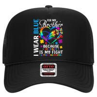 I Wear Blue For My Brother Autism Awareness High Crown Mesh Back Trucker Hat