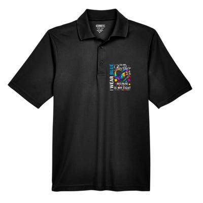 I Wear Blue For My Brother Autism Awareness Men's Origin Performance Pique Polo