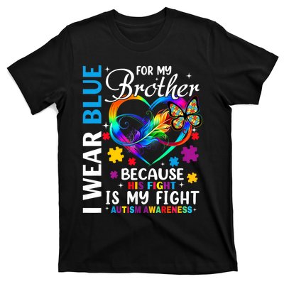 I Wear Blue For My Brother Autism Awareness T-Shirt