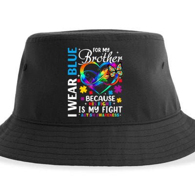 I Wear Blue For My Brother Autism Awareness Sustainable Bucket Hat