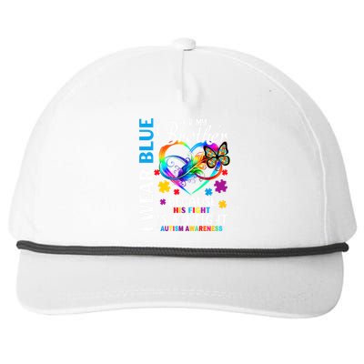 I Wear Blue For My Brother Autism Awareness Snapback Five-Panel Rope Hat