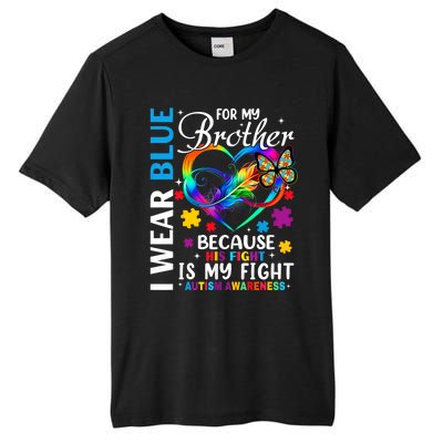 I Wear Blue For My Brother Autism Awareness Tall Fusion ChromaSoft Performance T-Shirt