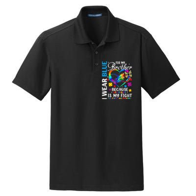 I Wear Blue For My Brother Autism Awareness Dry Zone Grid Polo