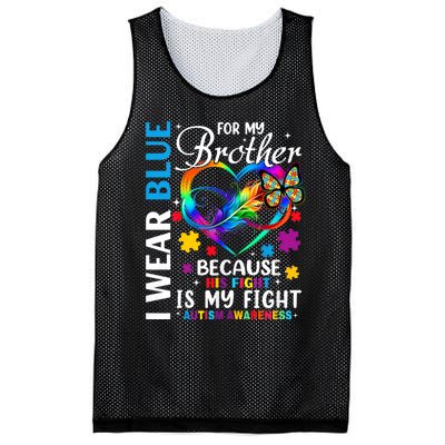 I Wear Blue For My Brother Autism Awareness Mesh Reversible Basketball Jersey Tank