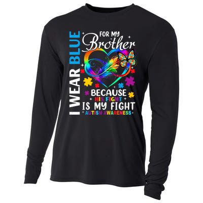 I Wear Blue For My Brother Autism Awareness Cooling Performance Long Sleeve Crew