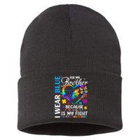 I Wear Blue For My Brother Autism Awareness Sustainable Knit Beanie