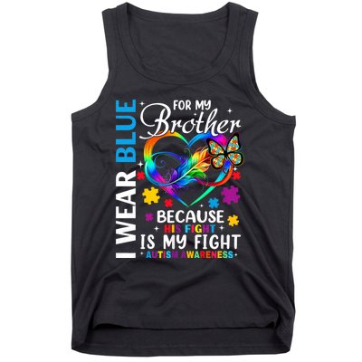 I Wear Blue For My Brother Autism Awareness Tank Top