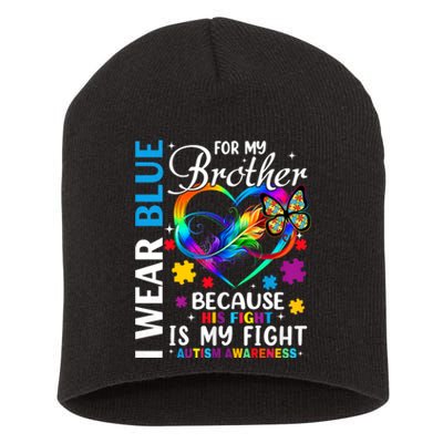 I Wear Blue For My Brother Autism Awareness Short Acrylic Beanie