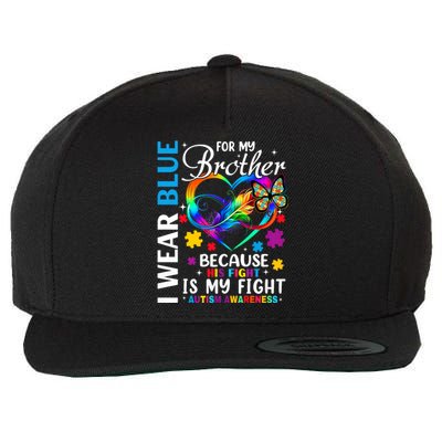 I Wear Blue For My Brother Autism Awareness Wool Snapback Cap