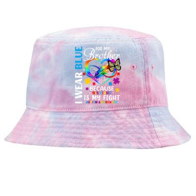 I Wear Blue For My Brother Autism Awareness Tie-Dyed Bucket Hat