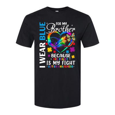 I Wear Blue For My Brother Autism Awareness Softstyle CVC T-Shirt