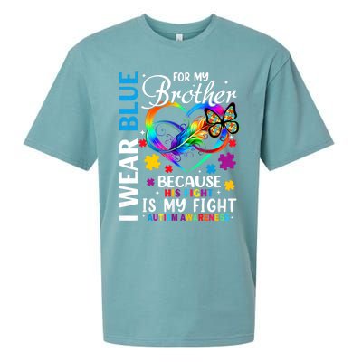 I Wear Blue For My Brother Autism Awareness Sueded Cloud Jersey T-Shirt