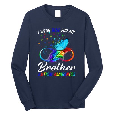 I Wear Blue For My Brother Autism Awareness Infinity Long Sleeve Shirt