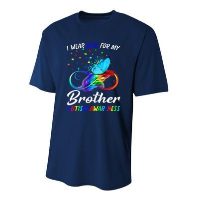 I Wear Blue For My Brother Autism Awareness Infinity Performance Sprint T-Shirt