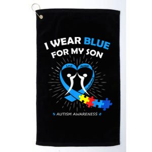 I Wear Blue For My Son Heart Support Autism Awareness Month Platinum Collection Golf Towel