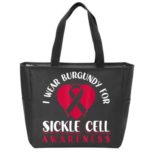 I Wear Burgundy For Sickle Cell Awareness Zip Tote Bag