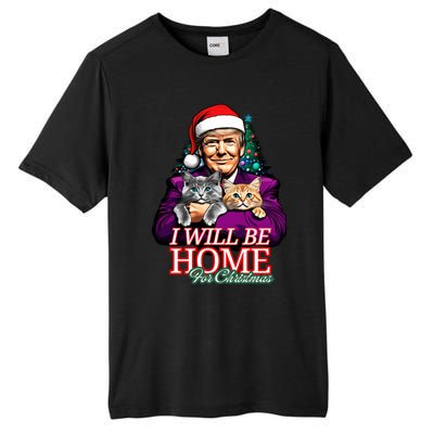 I Will Be Home For Christmas Funny Trump With Cats Gift Tall Fusion ChromaSoft Performance T-Shirt