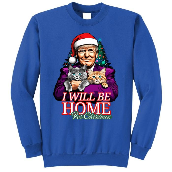 I Will Be Home For Christmas Funny Trump With Cats Gift Sweatshirt