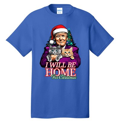 I Will Be Home For Christmas Funny Trump With Cats Gift Tall T-Shirt