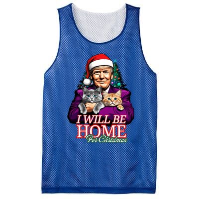 I Will Be Home For Christmas Funny Trump With Cats Gift Mesh Reversible Basketball Jersey Tank