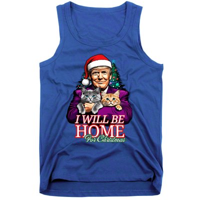 I Will Be Home For Christmas Funny Trump With Cats Gift Tank Top