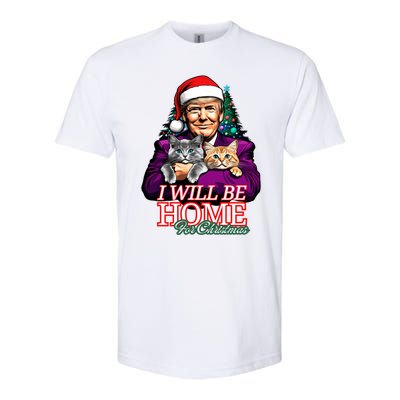 I Will Be Home For Christmas Funny Trump With Cats Gift Softstyle CVC T-Shirt