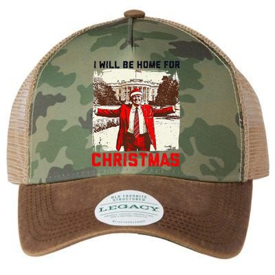 I Will Be Home For Christmas Funny Xmas Santa Trump 2024 Legacy Tie Dye Trucker Hat