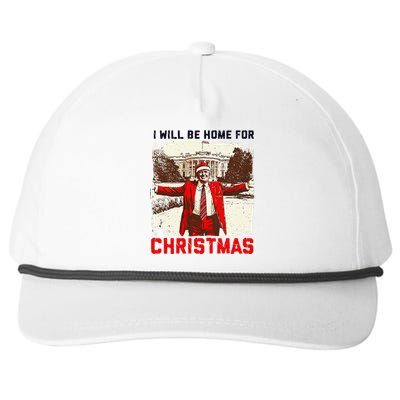 I Will Be Home For Christmas Funny Xmas Santa Trump 2024 Snapback Five-Panel Rope Hat