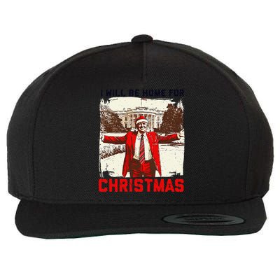 I Will Be Home For Christmas Funny Xmas Santa Trump 2024 Wool Snapback Cap