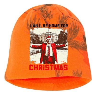 I Will Be Home For Christmas Funny Xmas Santa Trump 2024 Kati - Camo Knit Beanie