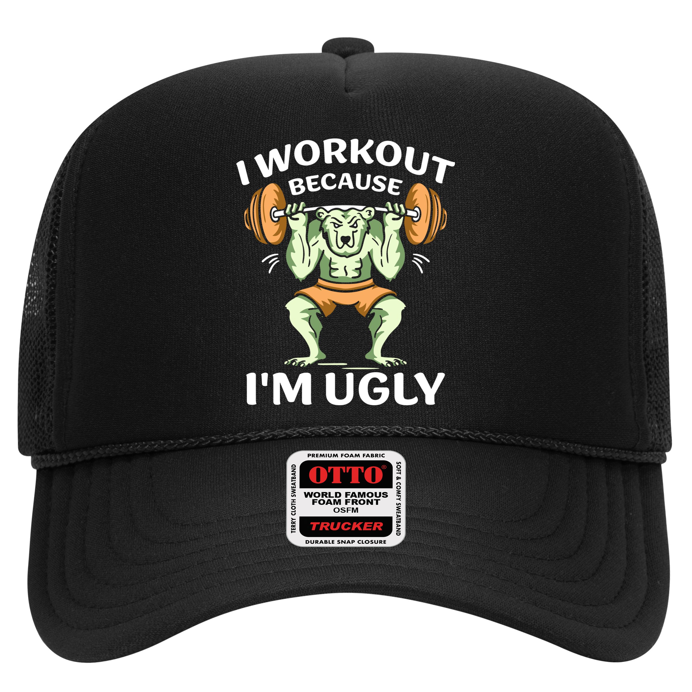 I Workout Because Im Ugly Gym Sports Squat Fitness Gift Hat