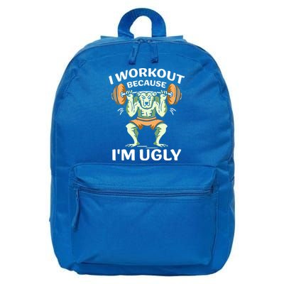 I Workout Because Im Ugly Gym Sports Squat Fitness Gift 16 in Basic Backpack