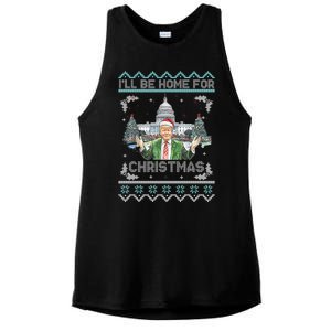 I Will Be Home For Christmas Donald Trump 47th President Ugly Christmas Ladies PosiCharge Tri-Blend Wicking Tank