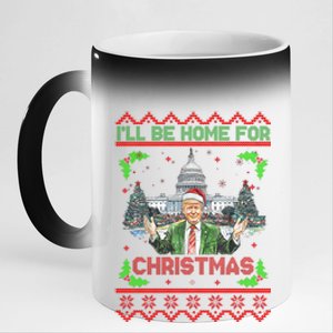 I Will Be Home For Christmas Donald Trump 47th President Ugly Christmas 11oz Black Color Changing Mug