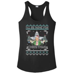 I Will Be Home For Christmas Donald Trump 47th President Ugly Christmas Ladies PosiCharge Competitor Racerback Tank