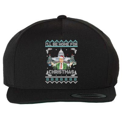 I Will Be Home For Christmas Donald Trump 47th President Ugly Christmas Wool Snapback Cap