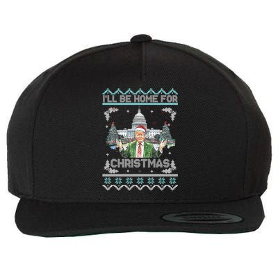 I Will Be Home For Christmas Donald Trump 47th President Ugly Christmas Wool Snapback Cap