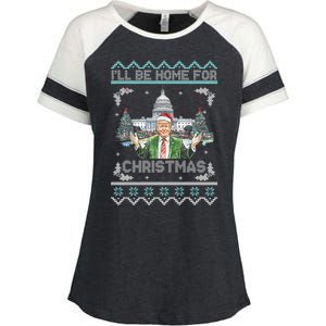 I Will Be Home For Christmas Donald Trump 47th President Ugly Christmas Enza Ladies Jersey Colorblock Tee