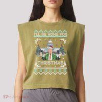 I Will Be Home For Christmas Donald Trump 47th President Ugly Christmas Garment-Dyed Women's Muscle Tee