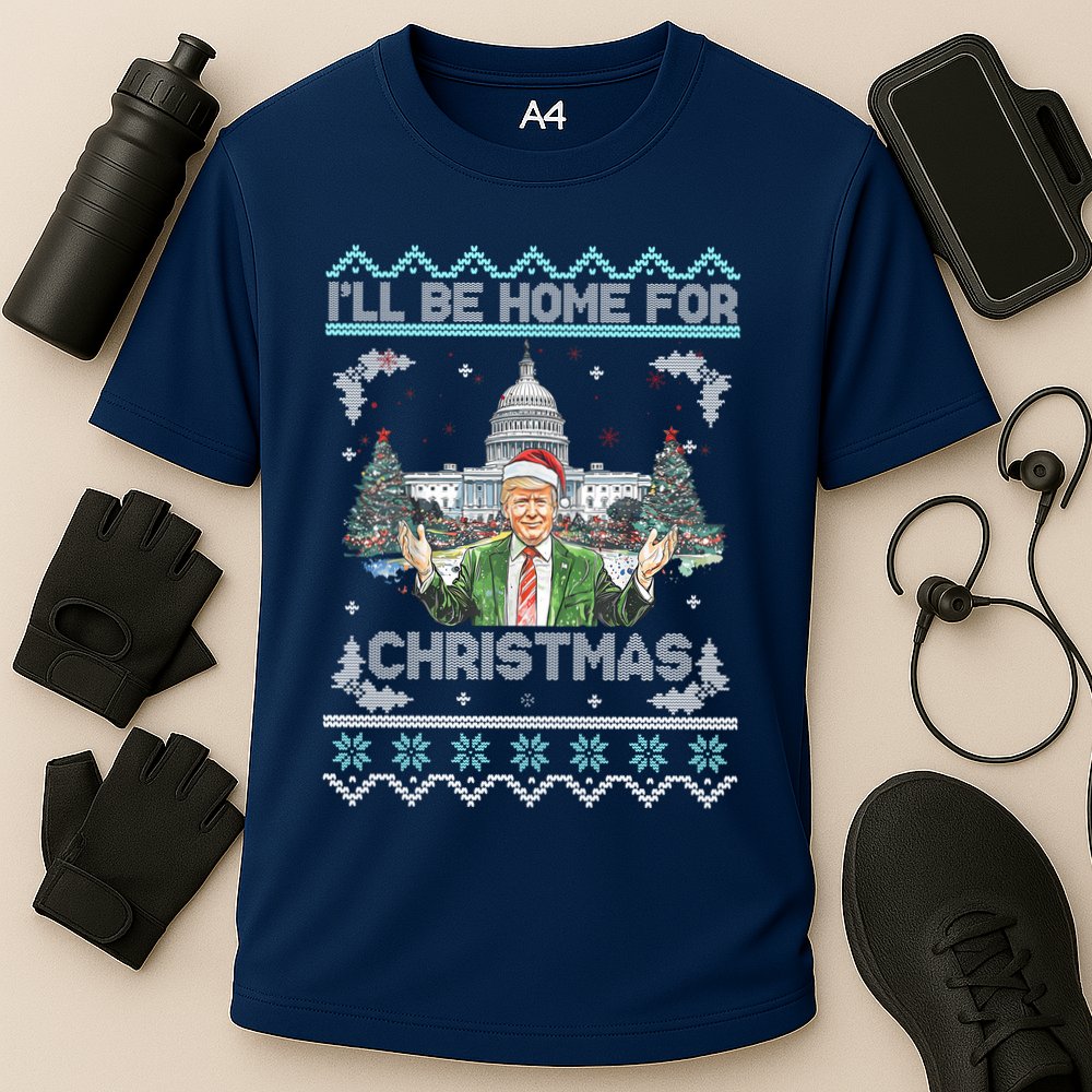 I Will Be Home For Christmas Donald Trump 47th President Ugly Christmas Cooling Performance Crew T-Shirt