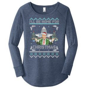 I Will Be Home For Christmas Donald Trump 47th President Ugly Christmas Women's Perfect Tri Tunic Long Sleeve Shirt