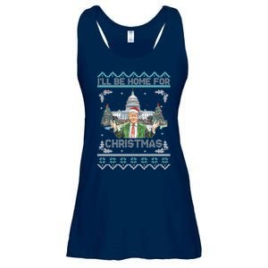 I Will Be Home For Christmas Donald Trump 47th President Ugly Christmas Ladies Essential Flowy Tank