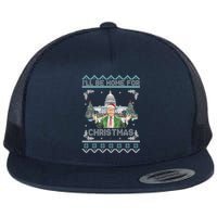 I Will Be Home For Christmas Donald Trump 47th President Ugly Christmas Flat Bill Trucker Hat